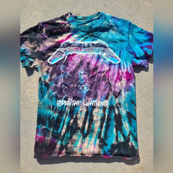 Hand Crafted Tops - Hand dyed Metallica shirt